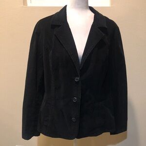 St. John's Bay Black 98% Cotton Corduroy Blazer 3 Button Front Side Pockets -XL